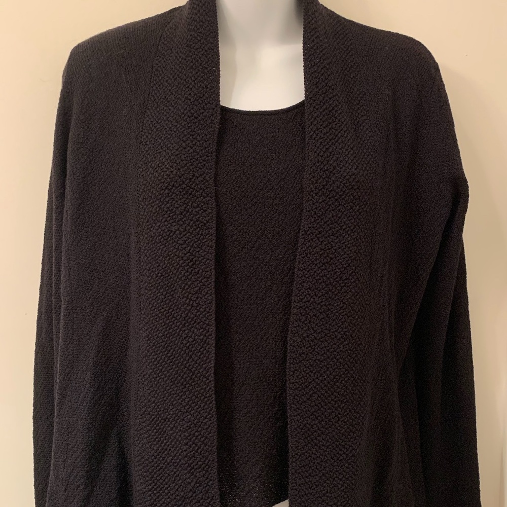 Eileen Fisher black light wool twin set cardigan